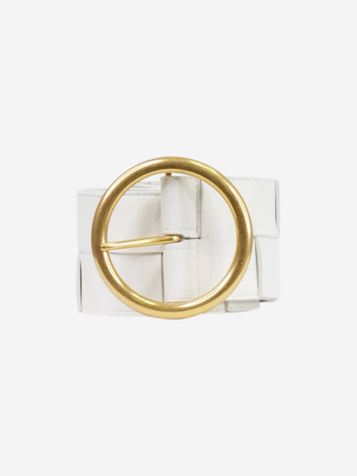 White interwoven leather belt with gold hardware buckle Belts Bottega Veneta 