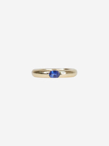 Cartier Gold deep blue Sapphire Oval Ellipse Solitaire ring