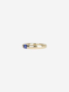 Cartier Gold deep blue Sapphire Oval Ellipse Solitaire ring