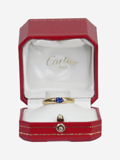 Gold deep blue Sapphire Oval Ellipse 18k yellow gold Solitaire ring Rings Cartier 