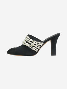 Chanel Black pearl detail heeled mules - size EU 38.5