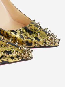 Christian Louboutin Gold studded animal print pointed toe heels - size EU 38.5