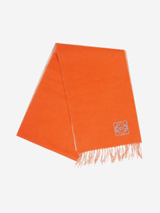 Loewe Orange fringed wool-blend scarf
