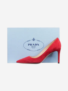 Prada red outlet suede pumps