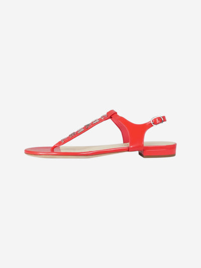 Red T-strap sandals - size EU 38 (UK 5) Flat Sandals Chanel 