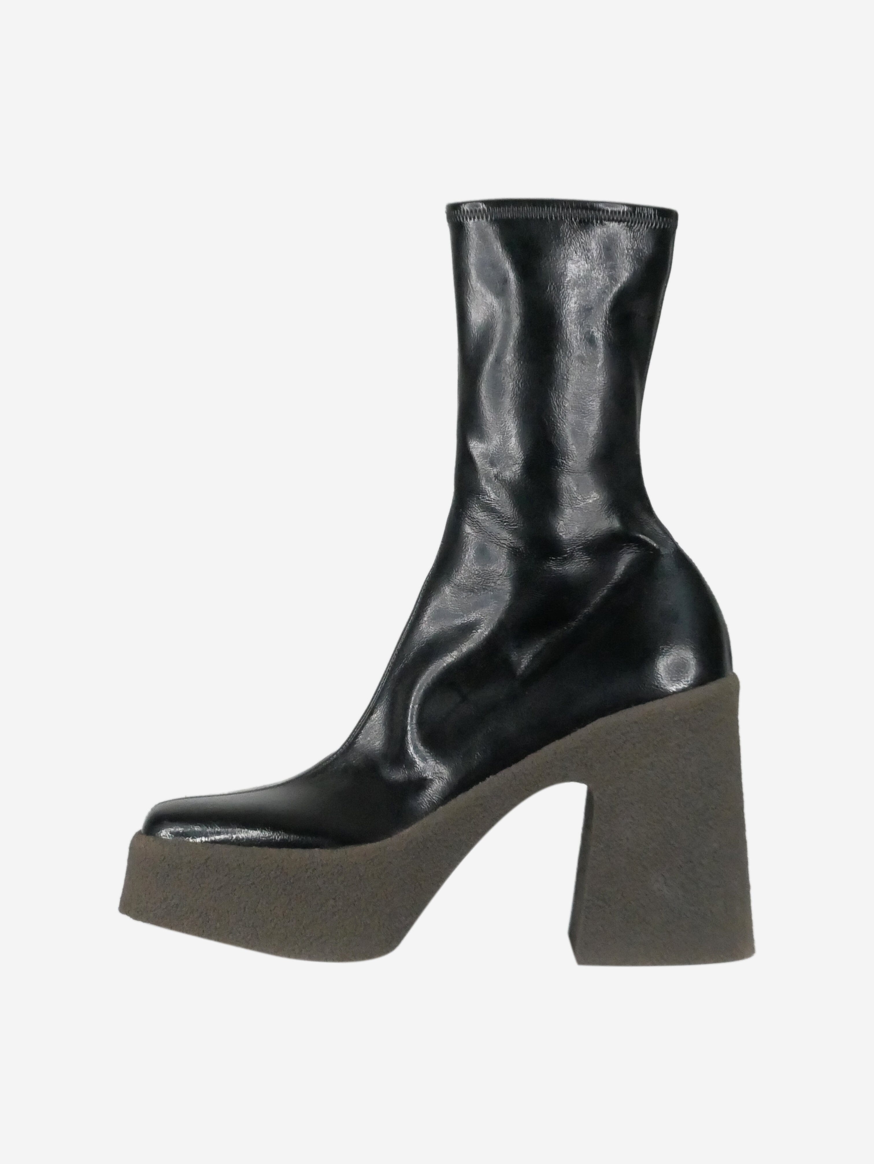 Stella McCartney pre-owned black vegetarian patent-leather platform boots -  size EU 38 (UK 5) | Sign of the Times