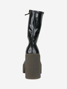 Stella McCartney Black vegetarian patent-leather platform boots - size EU 38