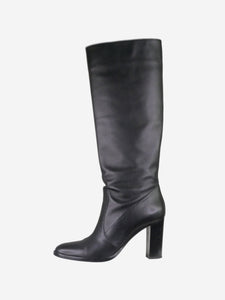 Gianvito Rossi Black block heel knee-high leather boots - size EU 41