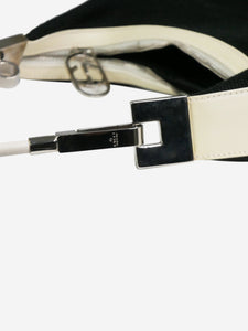 Gucci Black canvas top handle shoulder bag with white trim