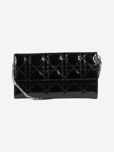 Christian Dior Black 2014 silver hardware patent Lady Dior Wallet On Chain - size Top Handle Bags Christian Dior 