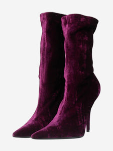 Balenciaga Purple velour pointed-toe boots - size EU 39.5