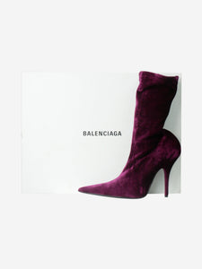 Balenciaga Purple velour pointed-toe boots - size EU 39.5