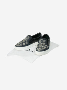 Christian Dior Blue bejewelled floral slip-on trainers - size EU 38