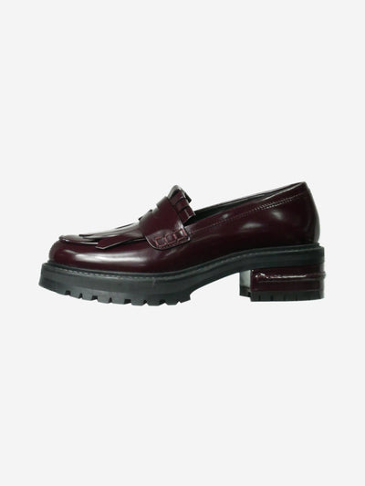 Burgundy fringed leather loafers - size EU 38.5 Flat Shoes Christian Dior 