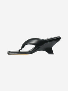 Gia Borghini Black puffy leather thong sandal heels - size EU 38