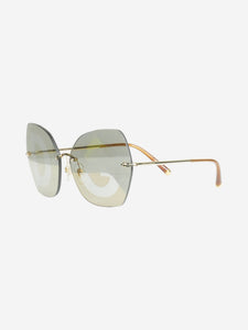 Dolce & Gabbana Brown oversized sunglasses with lettering on lenses