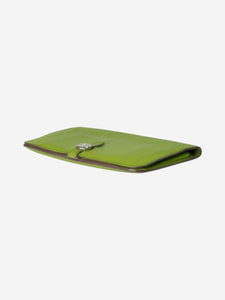 Hermes Green Clemence leather flap wallet