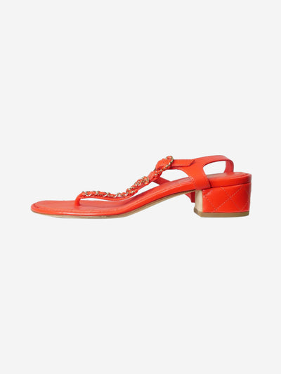 Orange leather T-bar sandals - size EU 39