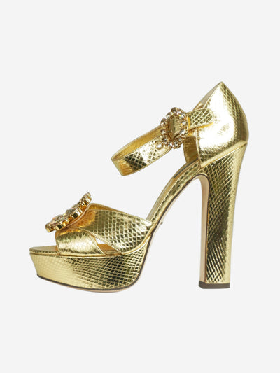 Gold snakeskin embellished platform heels - size EU 38 Heels Dolce & Gabbana 