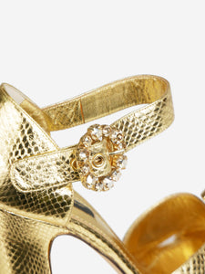 Dolce & Gabbana Gold snakeskin embellished platform heels - size EU 38