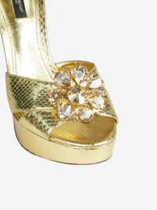 Dolce & Gabbana Gold snakeskin embellished platform heels - size EU 38