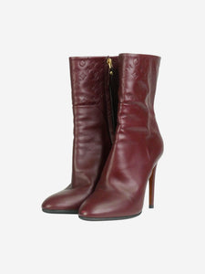 Louis Vuitton Burgundy Monogram embossed ankle boots - size EU 37