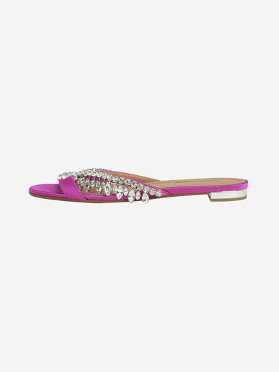 Magenta crystal-embellished flat sandals - size EU 37
