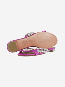 Aquazzura Magenta crystal-embellished flat sandals - size EU 37