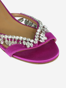 Aquazzura Magenta crystal-embellished flat sandals - size EU 37