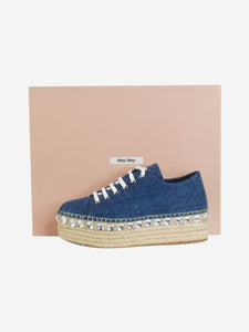 Miu Miu Blue denim platform espadrilles - size EU 36