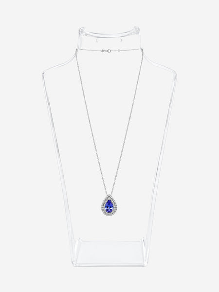 Platinum Tiffany Soleste tanzanite and diamond pendant necklace product image