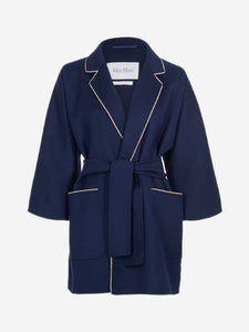 Max Mara Navy blue shawl coat - size UK 6