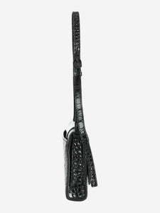 Balenciaga Black Hourglass stretched croc-embossed bag