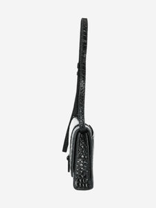 Balenciaga Black Hourglass stretched croc-embossed bag