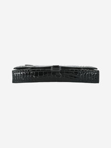 Balenciaga Black Hourglass stretched croc-embossed bag