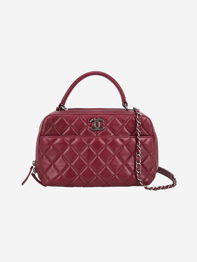 Burgundy 2015 lambskin quilted Trendy CC Bowling bag Top Handle Bags Chanel 