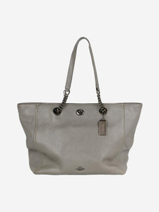 Coach Grey turnlock tote bag