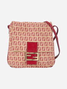 Fendi Red zucca canvas crossbody bag