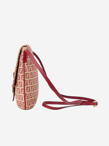 Fendi Red zucca canvas crossbody bag