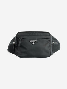 Prada Black Logo plaque belt bag