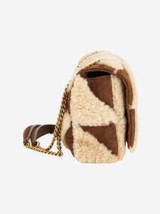 Saint Laurent Brown Jamie patchwork shearling bag