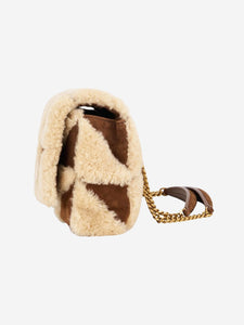 Saint Laurent Brown Jamie patchwork shearling bag