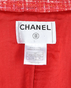 Chanel Red tweed biker jacket - size UK 6