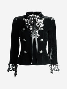 Chanel Black velvet bow jacket - size UK 6