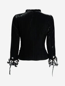Chanel Black velvet bow jacket - size UK 6