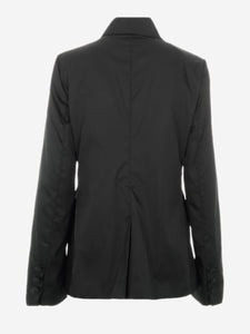 Prada Black double-breasted nylon jacket - size UK 12