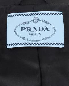 Prada Black double-breasted nylon jacket - size UK 12
