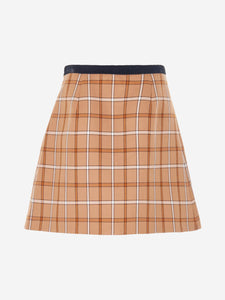 Miu Miu Beige check mini pocket skirt - size UK 16