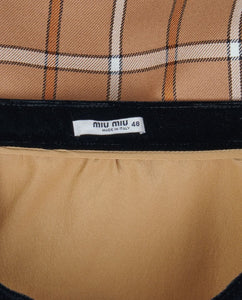 Miu Miu Beige check mini pocket skirt - size UK 16