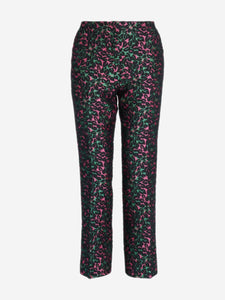 Miu Miu Green and pink floral jacquard trousers - size UK 10